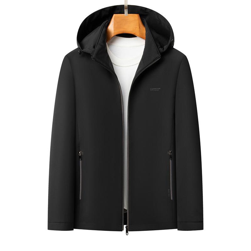 Light luxury men's hooded jacket spring and autumn new business casual jacket middle-aged dad wear thin men's top