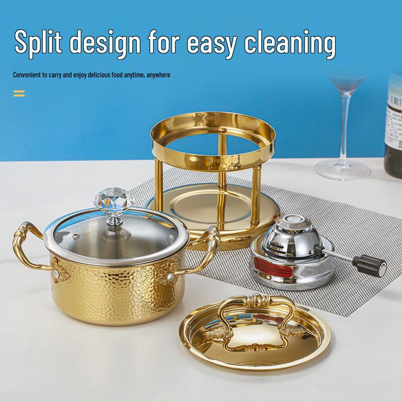 Personal Stainless Steel Hot Pot Set with Alcohol Stove