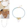 Bohemian Turquoise Shell Pendant Necklace With Stainless Steel Chain For Summer Vacation Style