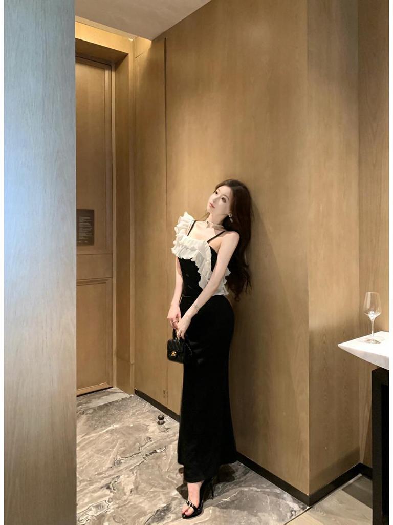 2025 Summer Elegant One-Shoulder Ruffle Dress: Pure Desire Style