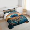 Blue Flower Sunset Bible Verse Bedding set (1 duvet cover, 2 pillowcases, duvet not included), Philippians 4:13 Christian Art Print