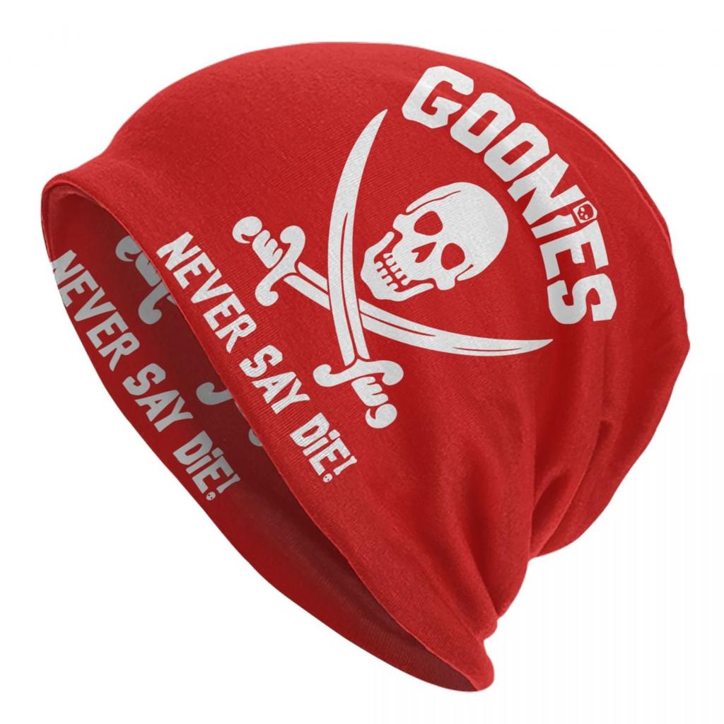 Goonies Never Say Die Skullies Beanies Caps For Unisex Women Unisex Street Winter Warm Knitting Hat Adult Pirate Skull Bonnet Hats
