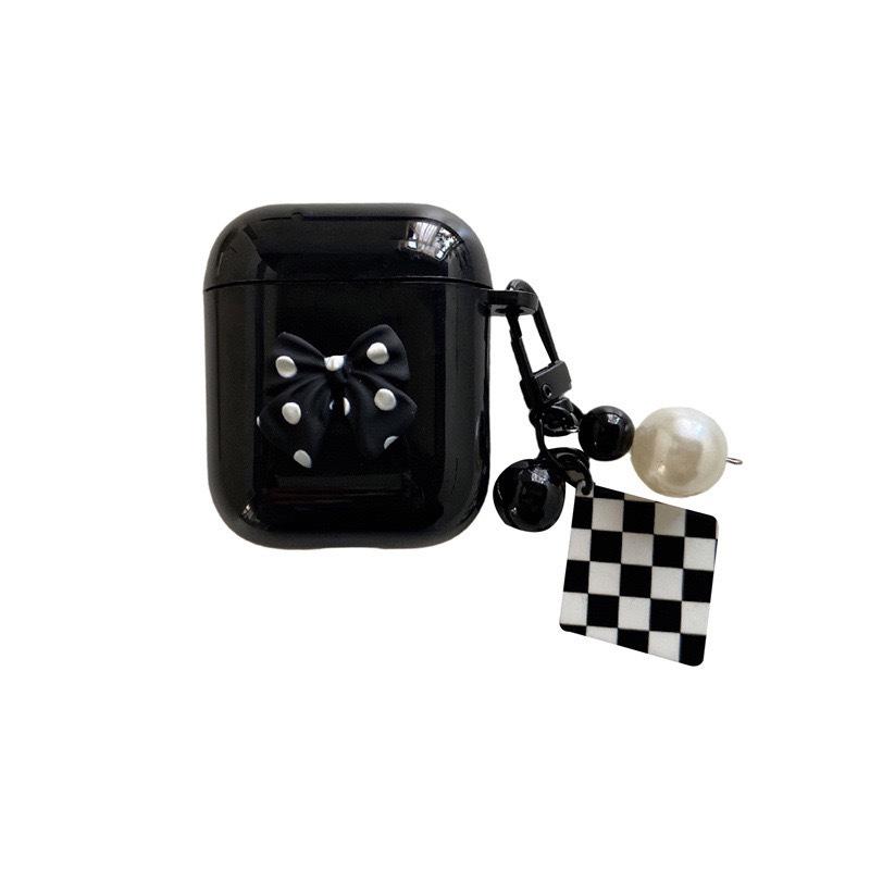 Geeignet für Airpodspro Kopfhörerhülle Airpods Dreidimensionaler Bogen Einfarbige Schachbrett Perlmutt Silikon
