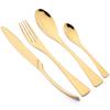 7Pcs Gold Dinnerware Set High Quality Stainless Steel Cutlery Set Knife Fork Tea Spoon Tableware Set Home Kitchen Dinner Silverware Set