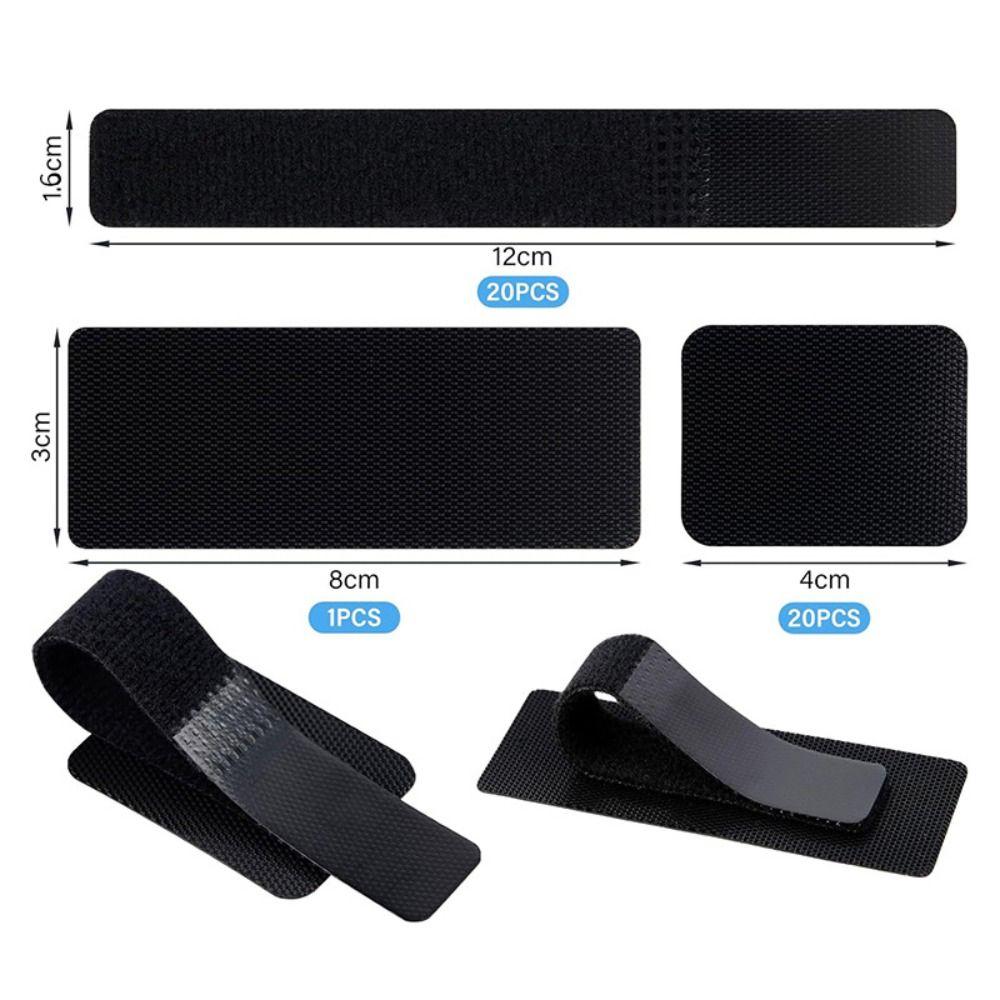 41Pcs Under Desk Cable Management Band Set Adjustable Hook and Loop Tape Data Cable Storage Nylon Ties Hidden Cord Organizer