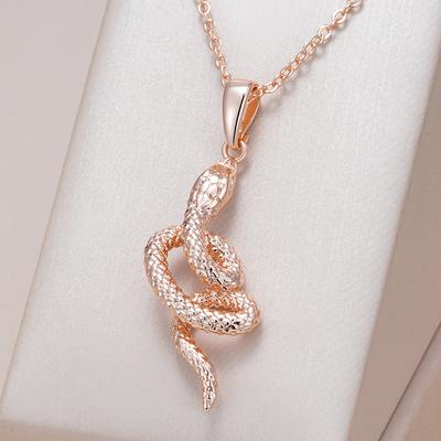 Fashion  Rose Gold Snake Pendant Necklace For Women Unique Heavy Metals Punk Rock Accessories Vintage Animal Jewelry