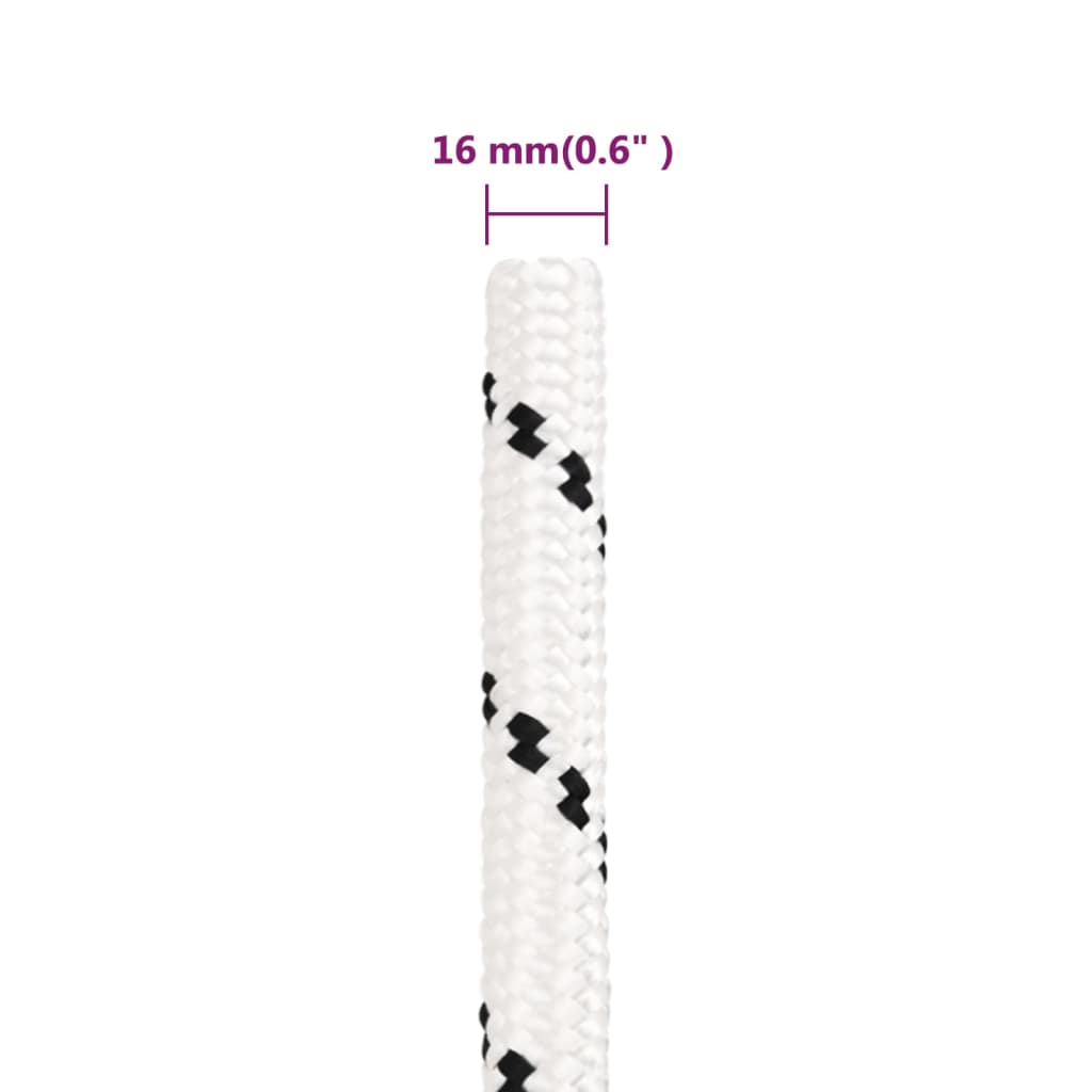 Boat Rope Braided White 16 mm * 25 m Polyester