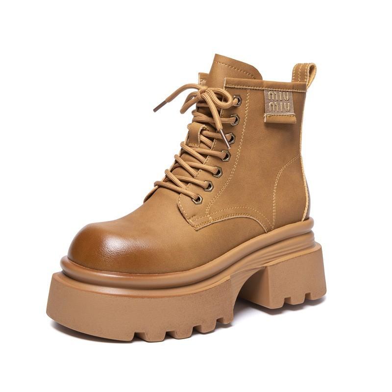 

Индивидуальные ботинки Мартин женские 2025 новые кожаные в британском стиле на платформе короткие ботинки для маленьких женщин ретро универсальные ботинки 40 коричневый