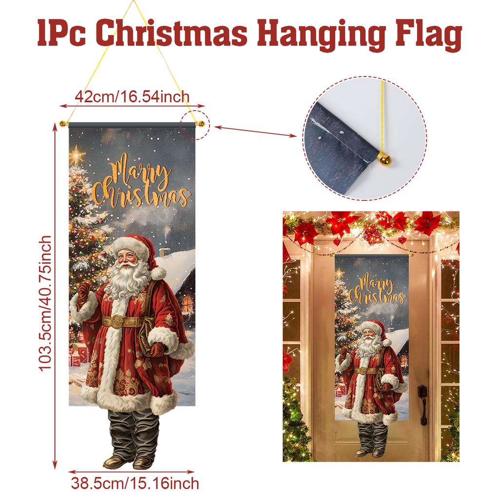Christmas Santa Claus Hanging Flag Navidad Natal Noel Tree Door Banner Christmas Decorations For Home 2025 Happy New Year 2026