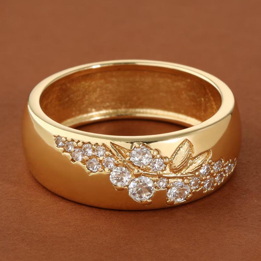 Copper Zirconia Inlaid Branch Flower Ring - New Hot Style Bestseller