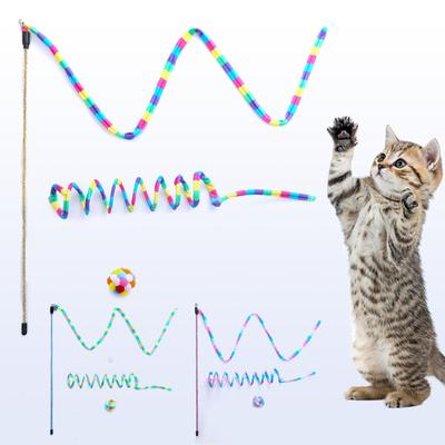 3 Stück Plüsch Katze Teaser Stab Bissfest Lustig Interaktiv Feder Spielzeug Ball Spielstab Haustier