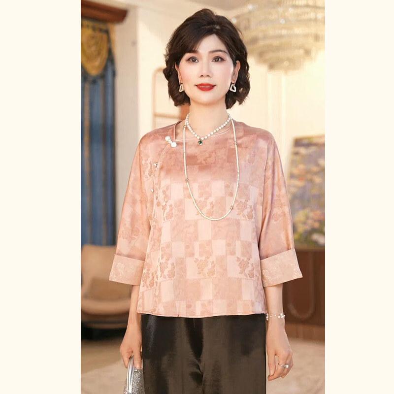 Элегантный весенний женский топ из жаккарда 2XL