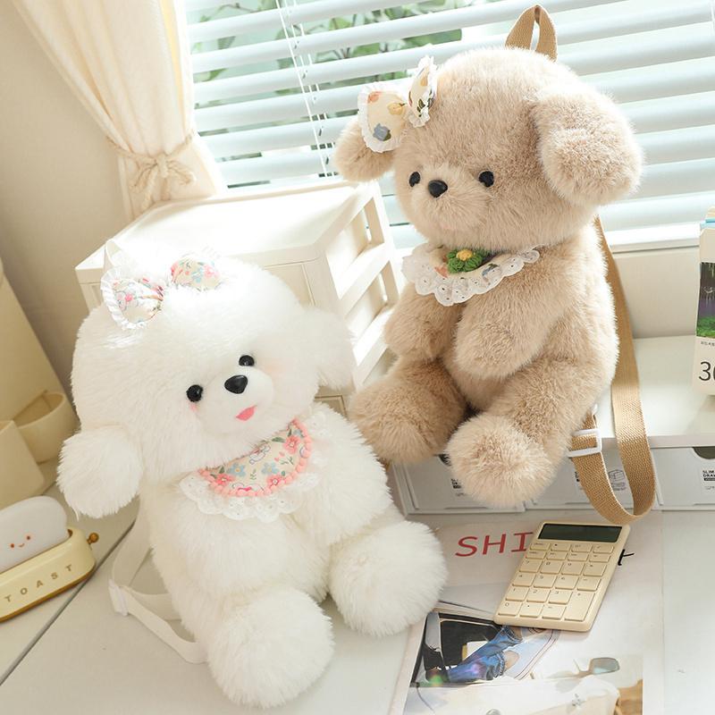 Lovely Puppy Backpack Plush Toys Soft Stuffed Cartoon Doll Dog Animal Toy Creative Birthday Gift