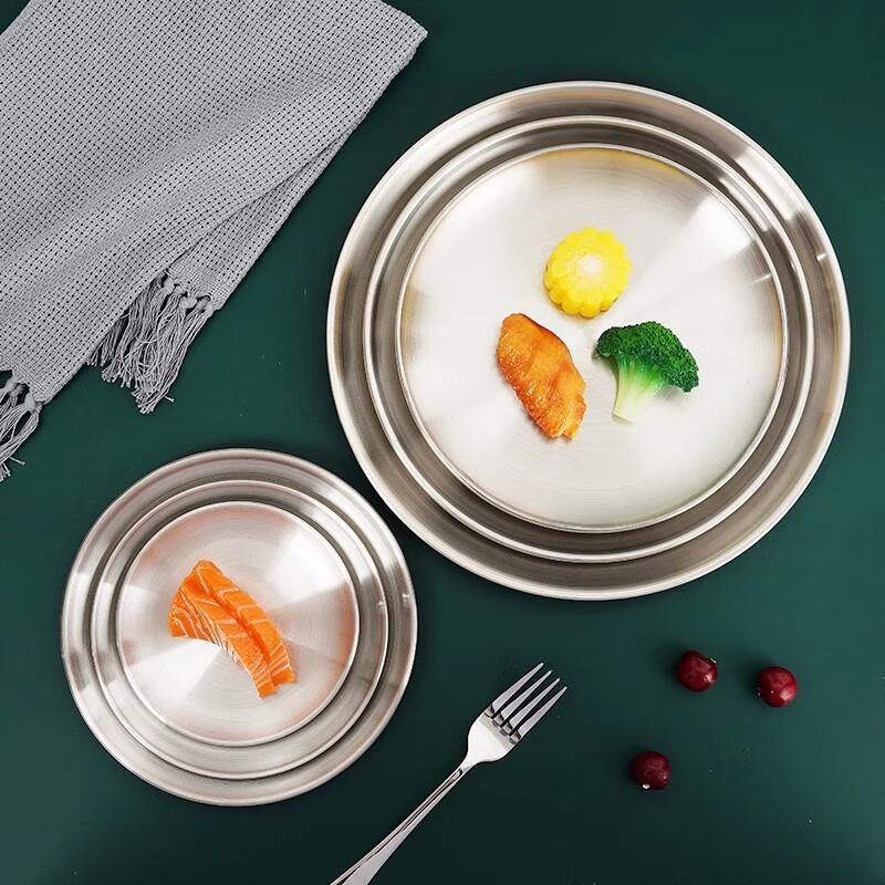 Thickened Stainless Steel Round Serving Plate