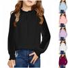 Camicie a Maniche Lunghe da Ragazza Bluse in Chiffon Top con Collo a Volant a Pois