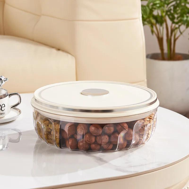 

1Pcs Large Capacity Adjustable Fruit Plate Box Snack Dried Fruits Living Room Peanut Dates Adjustable Grid Plate Simple Style