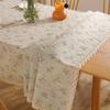Green Grass Tablecloth, Cotton-Linen Fabric Minimalist Lace Desk Mat, Rectangular Coffee Tablecloth