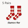 5 Pairs of Female Spring and Autumn Love Embroidery New Year Red Stockings
