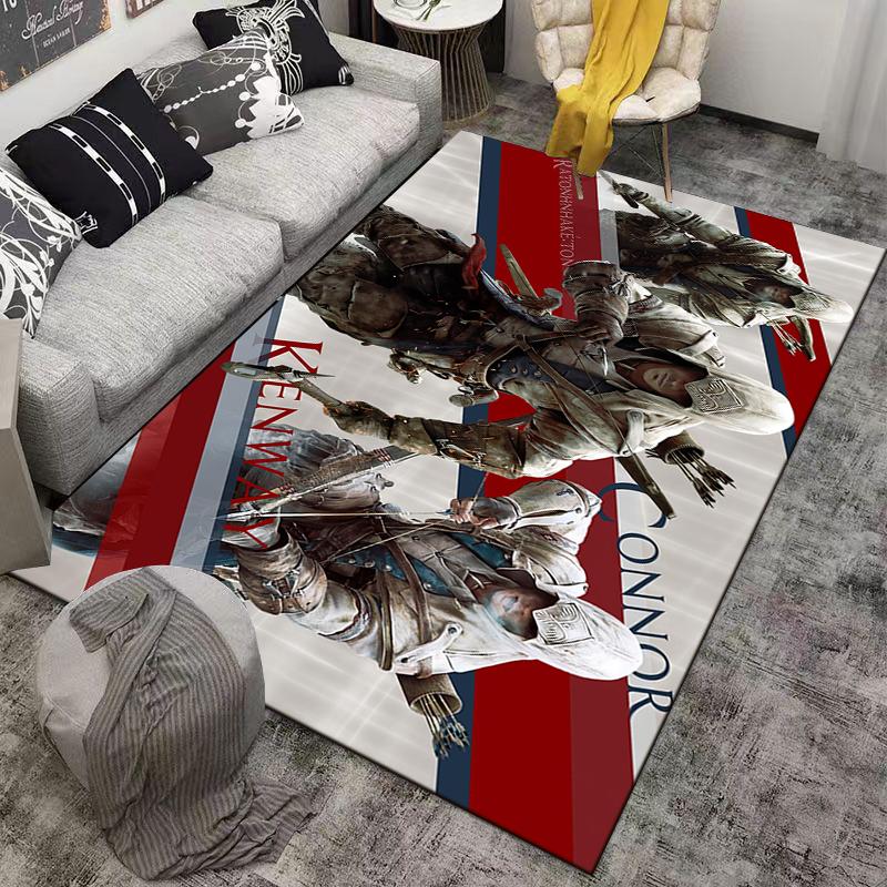 Assassin's Creed Inspired Rug with Dynamic Characters Suitable for Use As an Anti-slip Game Mat for Living Room and Bedroom Sofas