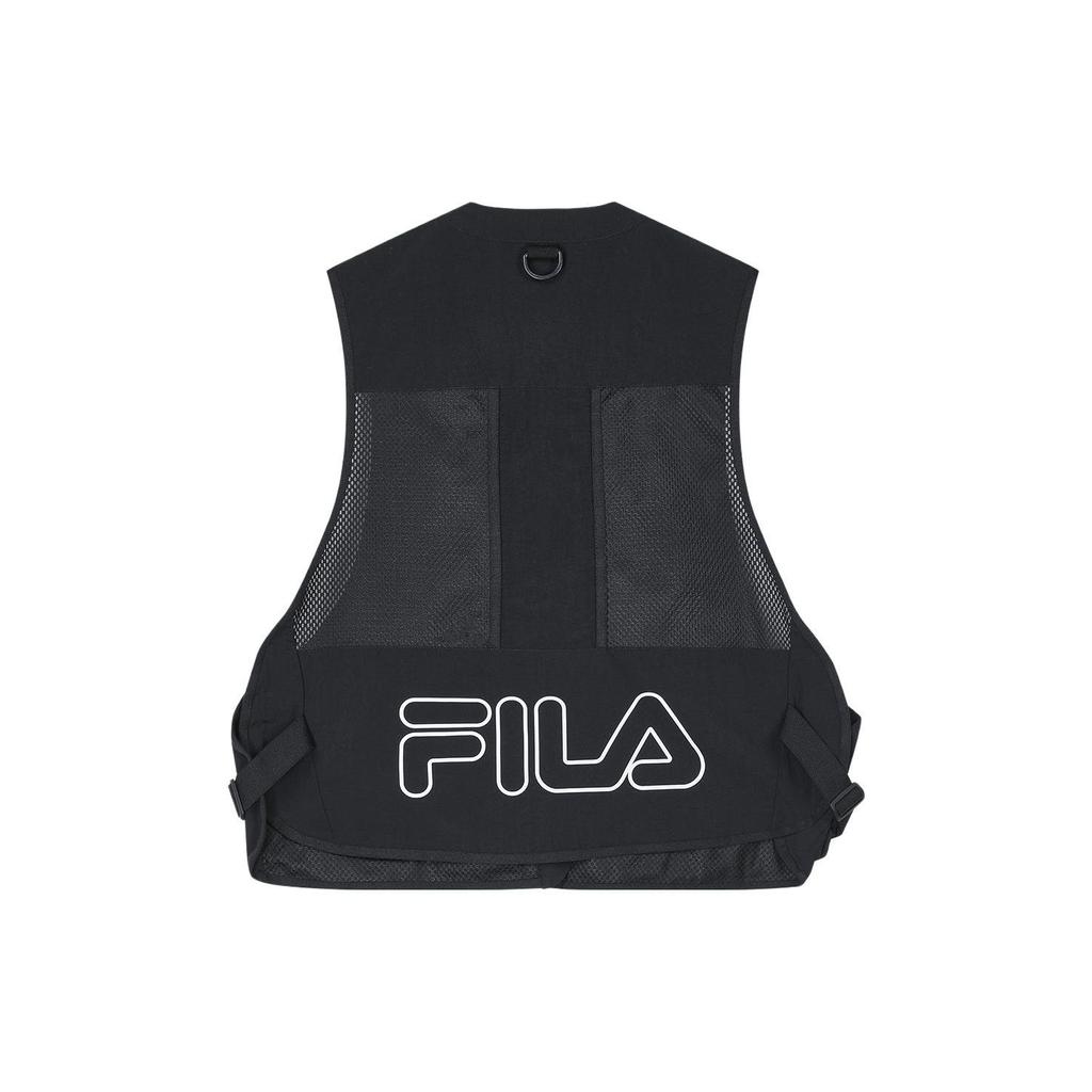FILA Logo Print Casual Woven Work Vest Men vests Black F11M349704F-BK