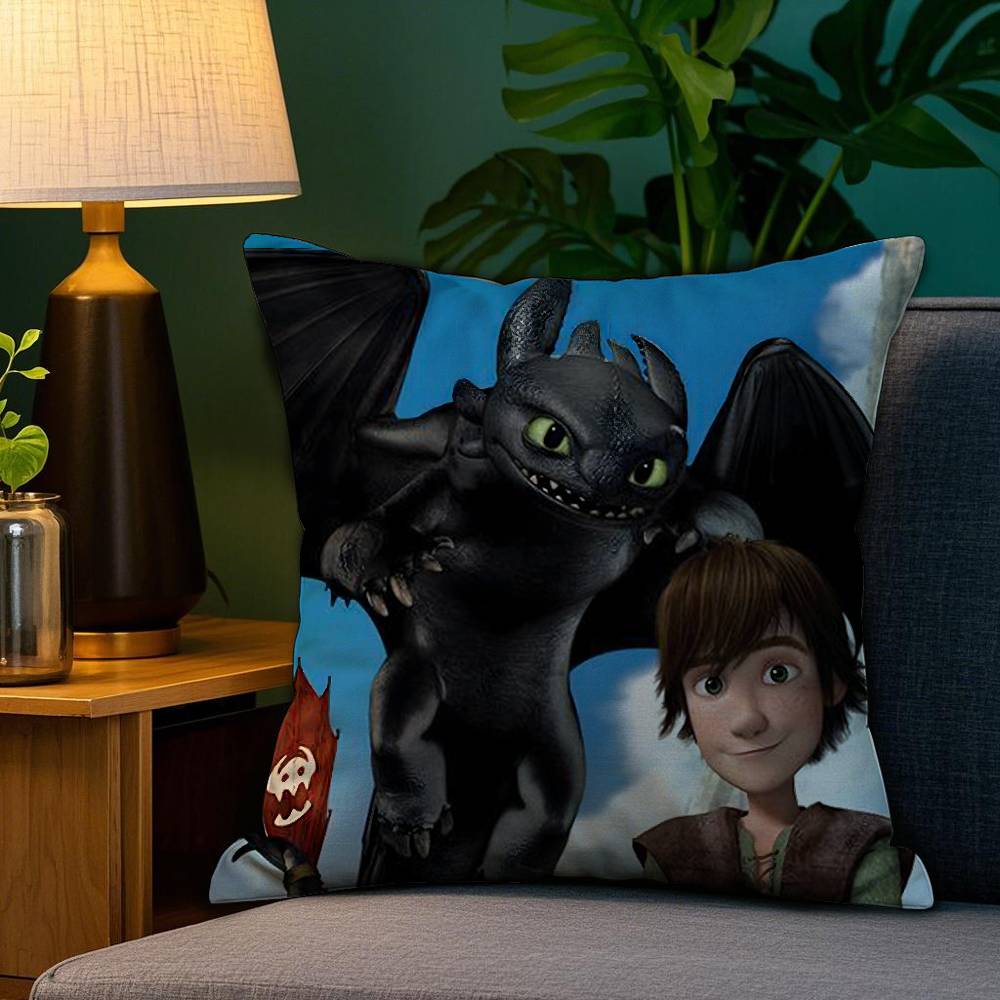 How To T-Train Your D-Dragon Pillow Case Sofa Living Room Bedroom Double-sided Printing Square Cushion Nap Time Pillow Case