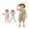 Dudu Baby Cartoon Summer Two-Piece Suspender Short Set