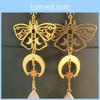 Bohemian Gold Moon And Sun Butterfly Drop Earrings For Women