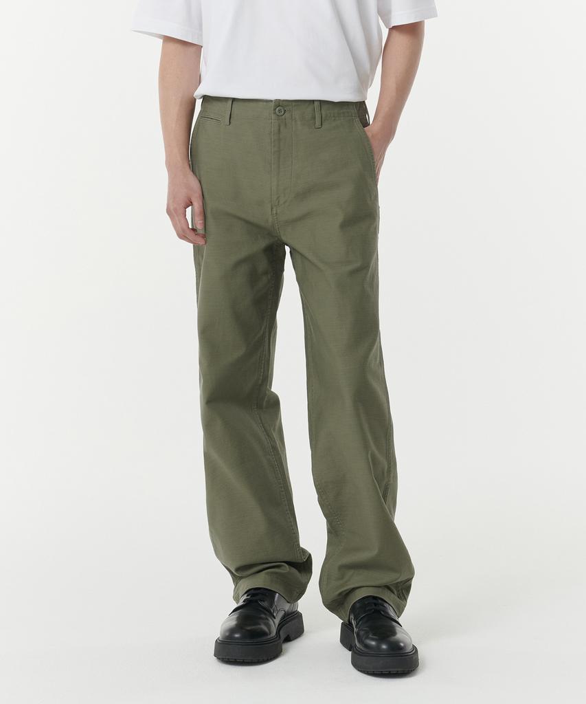 MUSINSA STANDARD Back Satin Officer Pants [Olive]