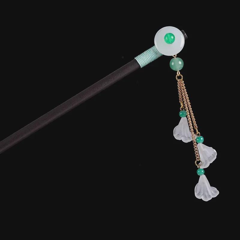 

Заколка для волос из черного дерева в винтажном стиле: Китайский чеонгсам Hanfu Дизайн кисточек