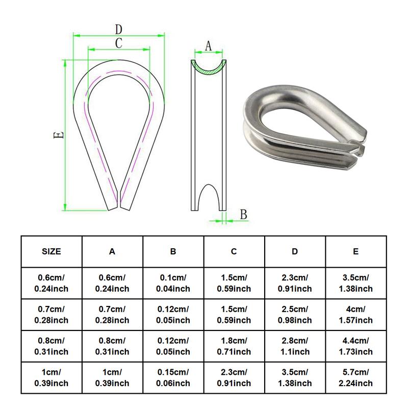 5 Pieces European Steel Wire Rope Sleeve Chicken Core Ring Thimbles