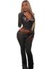Women's Long Sleeve Cropped Tracksuit Set with Flare Pants