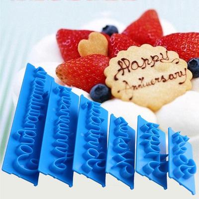 Set di 6 stampi in fondente con frasi scritte a mano per la decorazione di torte.