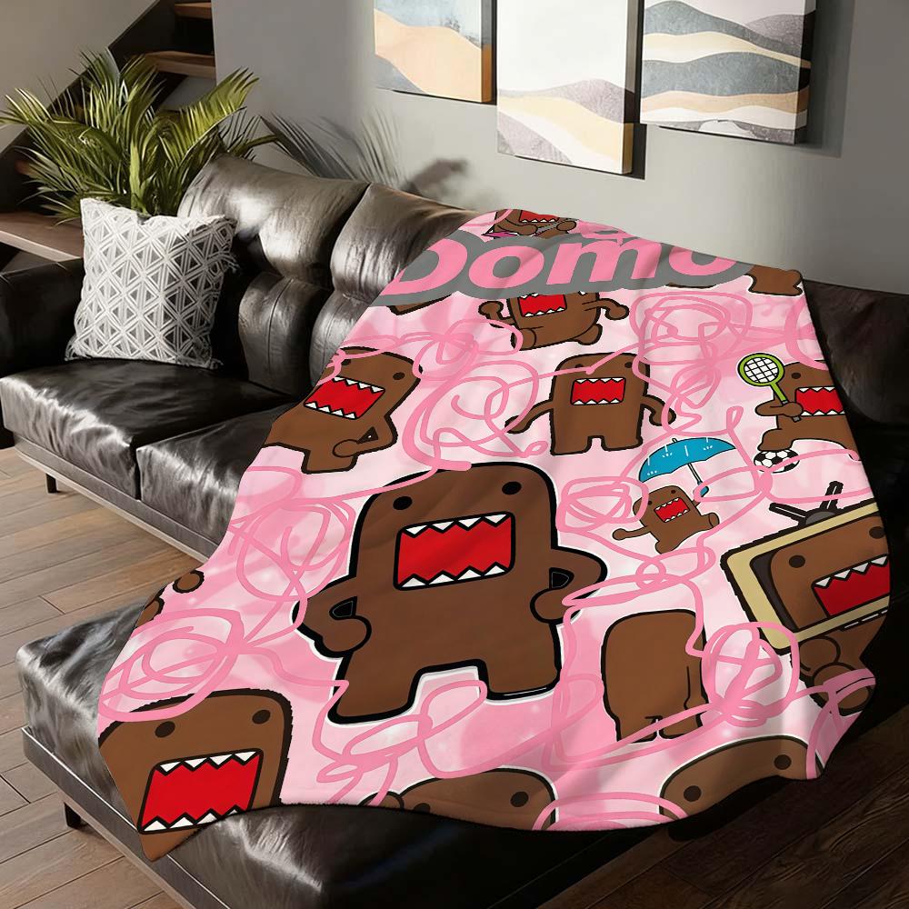 Coperta carina a cartone animato Domo-kun per divano, ufficio, letto, aereo, viaggio, dormire, leggere, rilassarsi, campeggio, morbida e calda