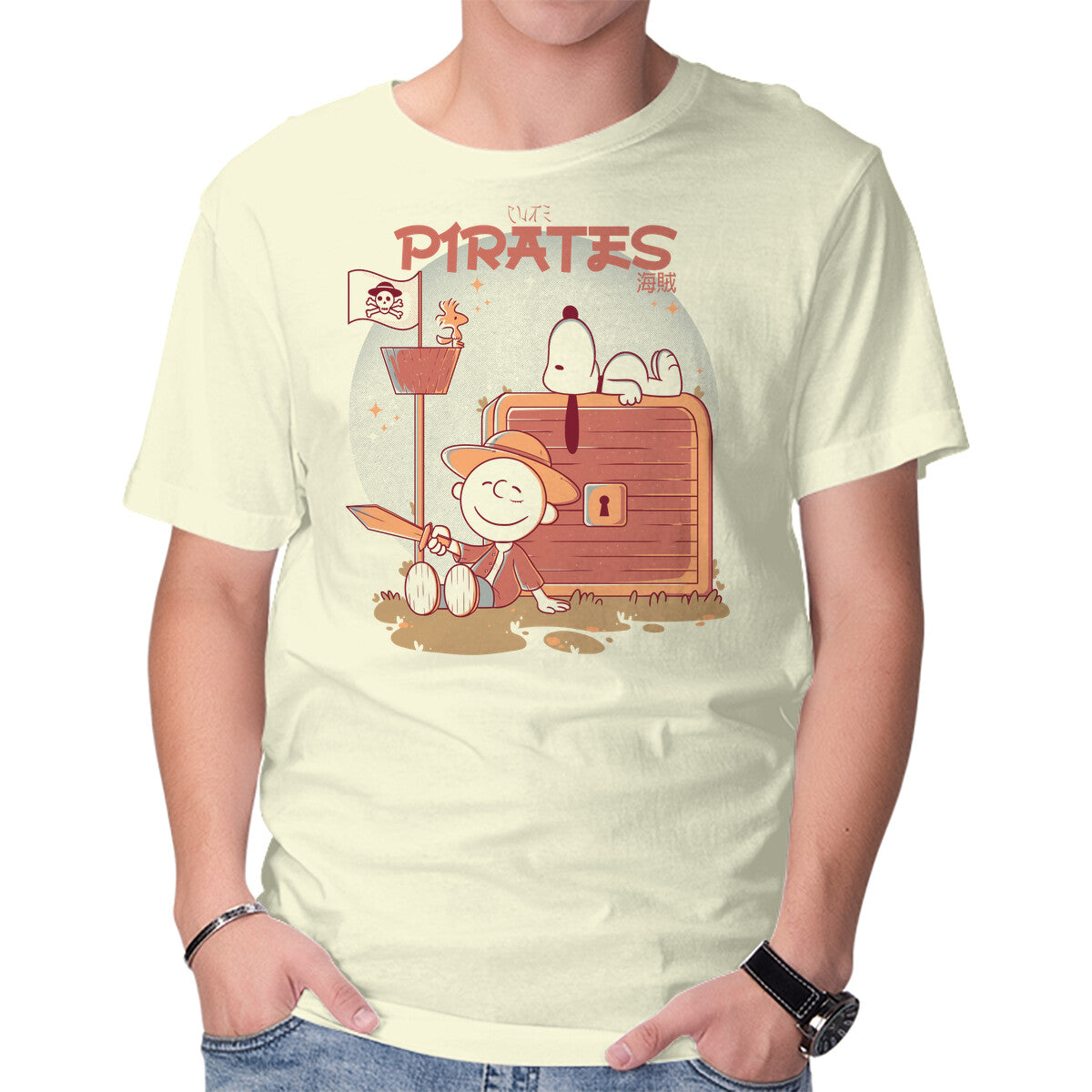 Unisex Crew Neck T-Shirt Cute Pirates Graphic Short Sleeve Casual Tee S