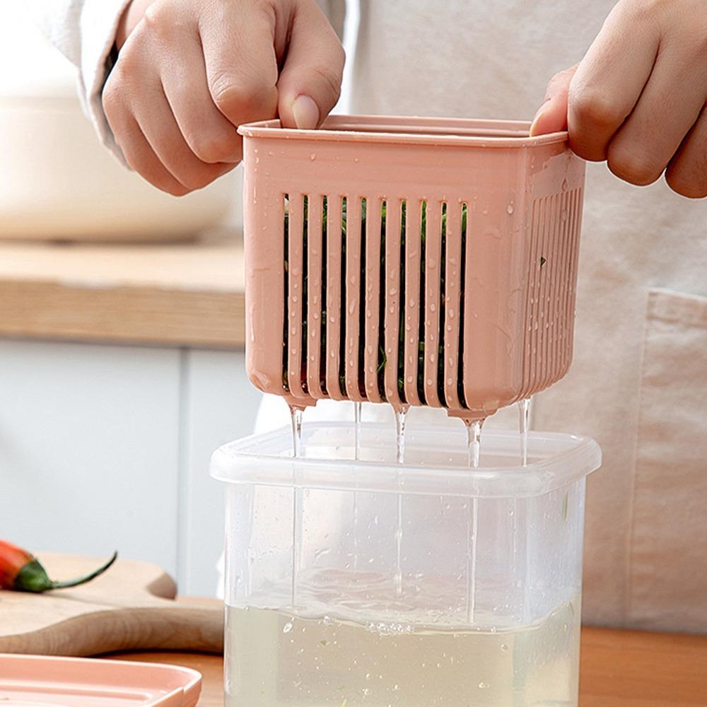 Removable Drain Basket Onion Ginger Garlic Container Food Storage Container  Kitchen Storage розовый