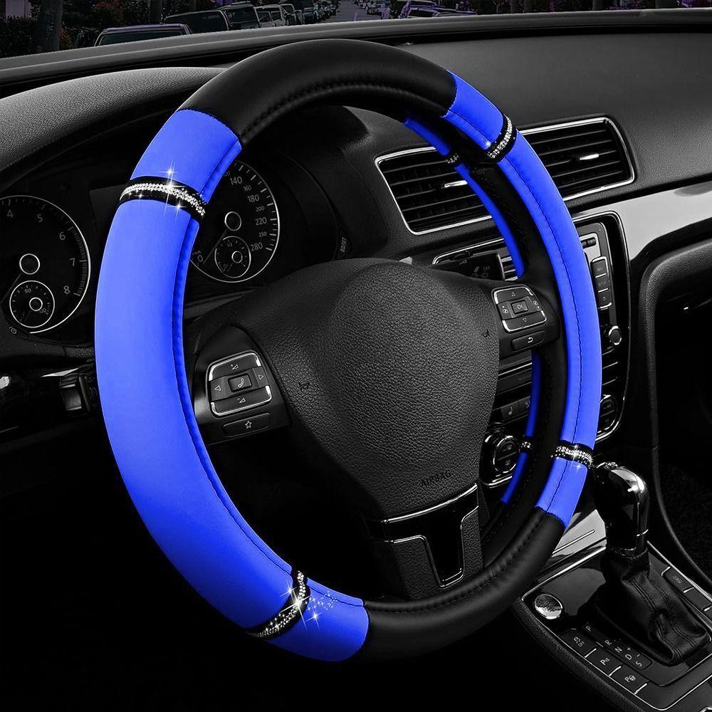 Stitching Steering Wheel Wrap PU Leather PU Leather Steering Wheel Cover  All Season