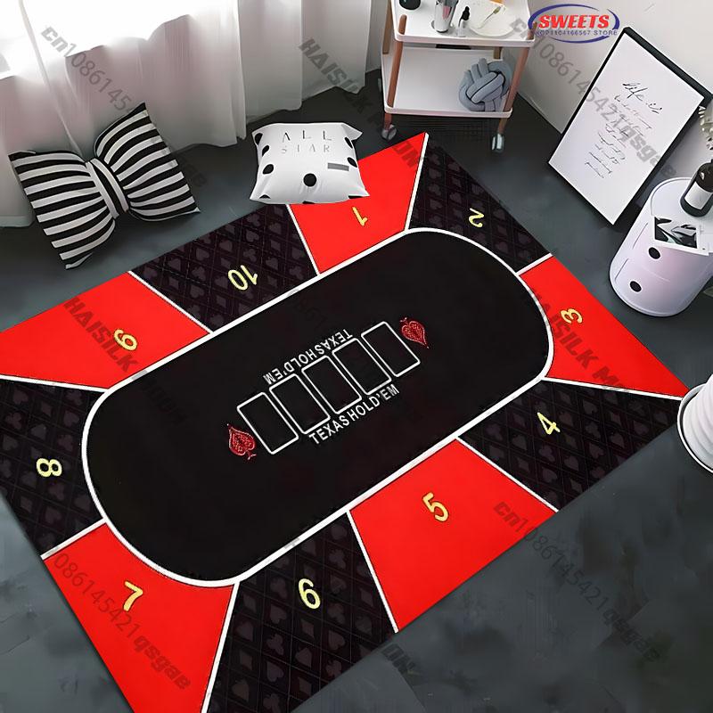 Funny Texas Poker Theme Carpet Rug for Living Rooms Bedrooms, Office Areas, Large Area Non-Slip Decoration Mat Gift for Friends