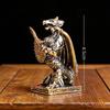 Brass Dragon Warrior Figurine Vintage Armor Sword Shield Desktop Decor Metal Craft Home Office Creative Ornament Interesting