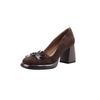 Women Shoes  Spring Retro High Heels Butterfly Knot Square Heel Faux Suede Commuting Elegant 6-8cm Pumps Tacones Para Mujer