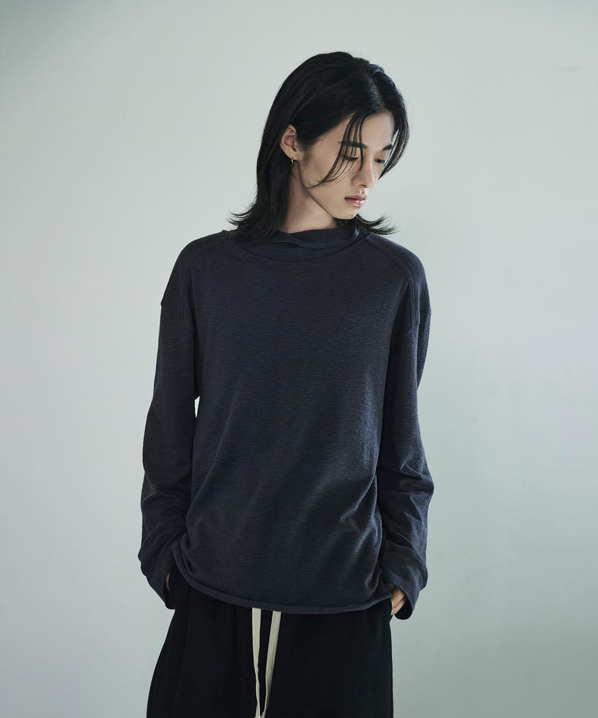 Seukeulaeteulpigsel Winded Loose Mock Neck Long Sleeve [Charcoal]