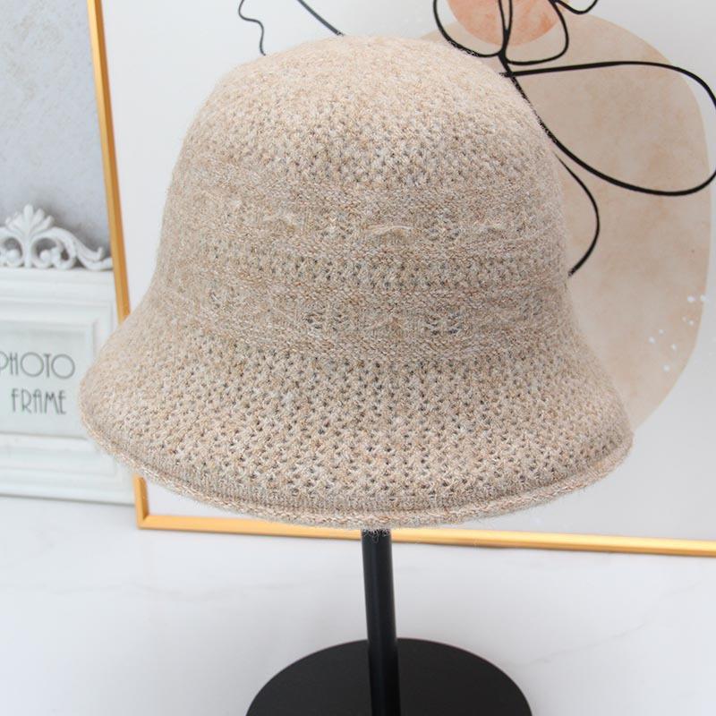 Double-sided wearing knitted wool basin hat women's autumn and winter wool blended warm and cold-proof foreign moisture bucket hat