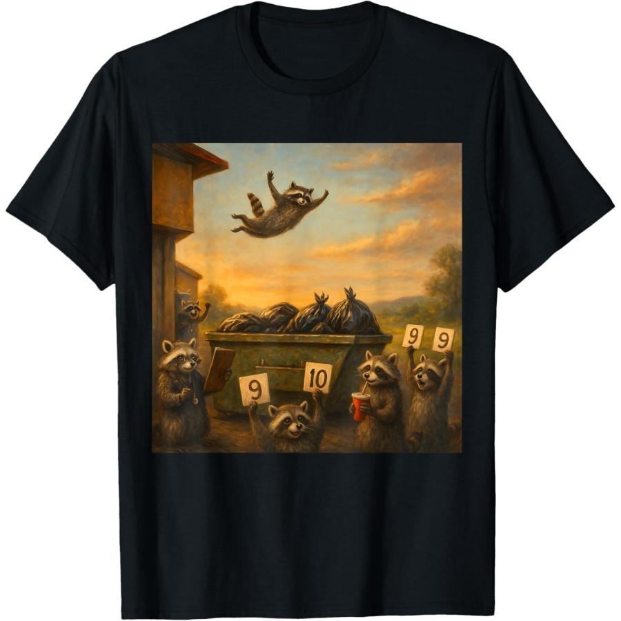 Енот-мусорщик смешной енот прыгающий в мусор Футболка S