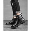 Men's Versatile Work Boots, Casual Shoes, Thick Soled Pure Black High Top Boots for Men