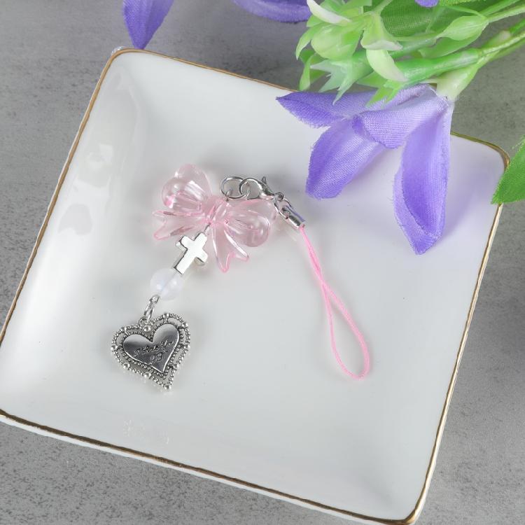 Sweet Cool Bowknot Heart Cross Hanging Pendant Phone Strap Cute Bag Decoration