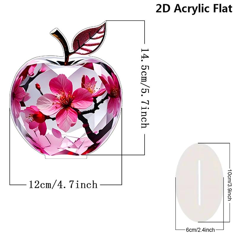 1 Piece Acrylic Landscape Pattern Decoration 2D  Apple Table Ornaments Shelf Ornament For Home Diy Accessories