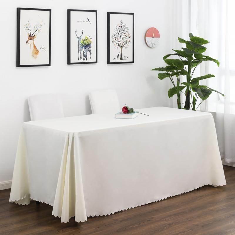 White Rectangle Polyester Tablecloth, Table Cloth Overlay for Birthday, Wedding, Banquet, Party Decoration, Dining Table Cover
