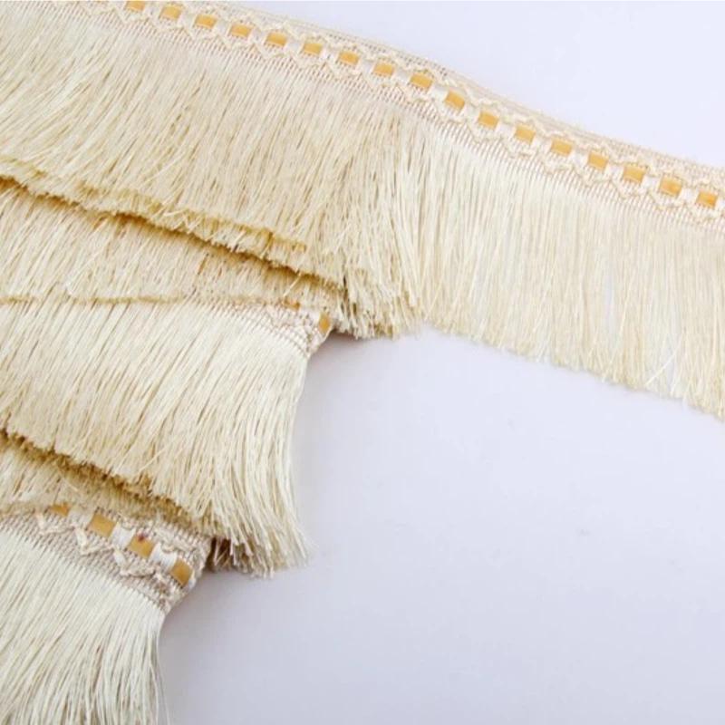10cm Šířka Třásňové Lemování Zlatá Třásně Krajková Třásňová Páska Pro Záclonu Pohovku Polštář Stínidlo Domácí Textil DIY Šití Dekor