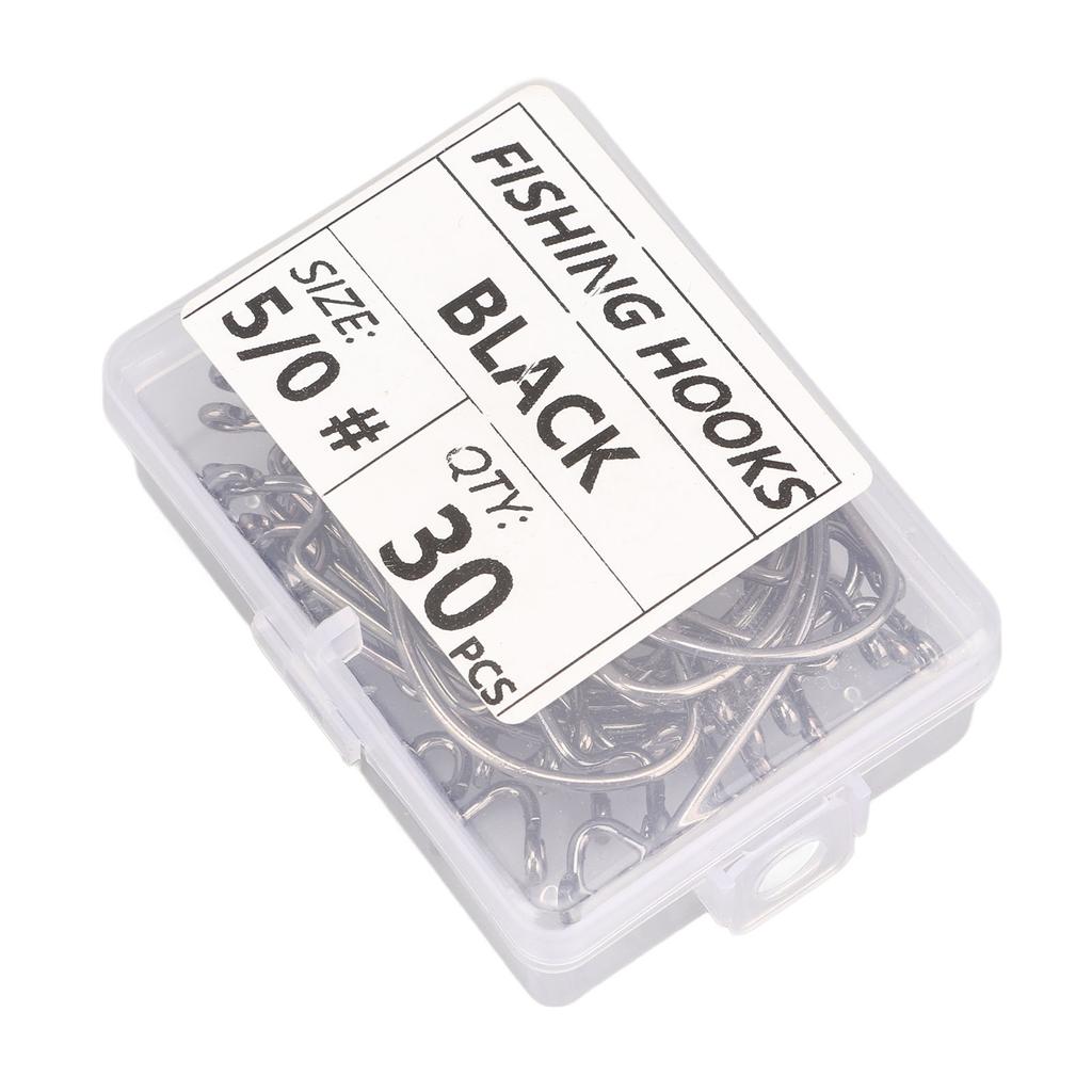 30Pcs Stainless Steel Fishing Hook Long Shank Fishing J Hooks Kit for Freshwater Saltwater