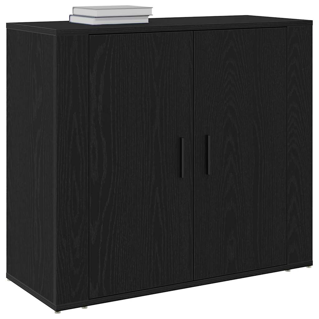 Sideboard in Black Oak Look 80 x 33 x 70 cm Particleboard