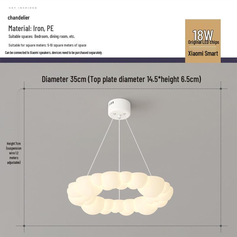 Nordic Modern Minimalist Cream Bubble Ceiling Light for Master Bedroom